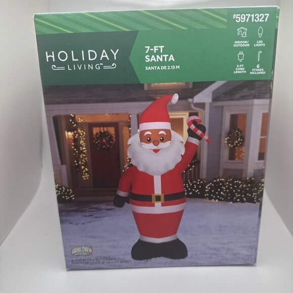 7 Ft Lighted Santa Claus with Present Christmas Inflatable Gemmy New - Picture 1 of 3